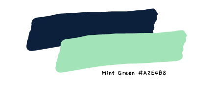 mint green and dark blue