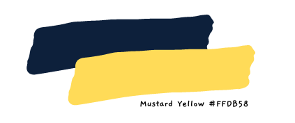 mustard yellow with dark blue