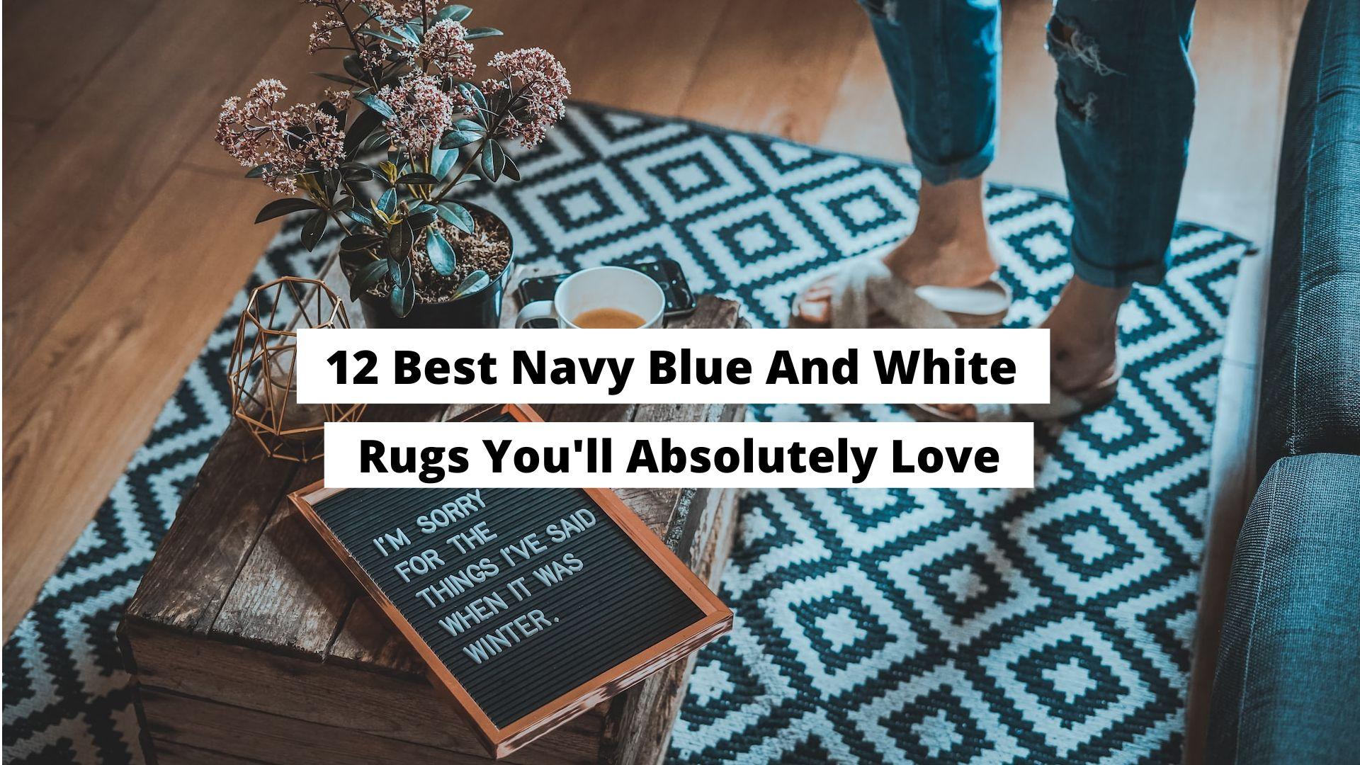 best navy blue and white rugs