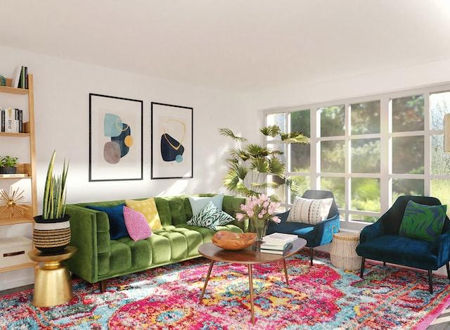 best rugs for green couch