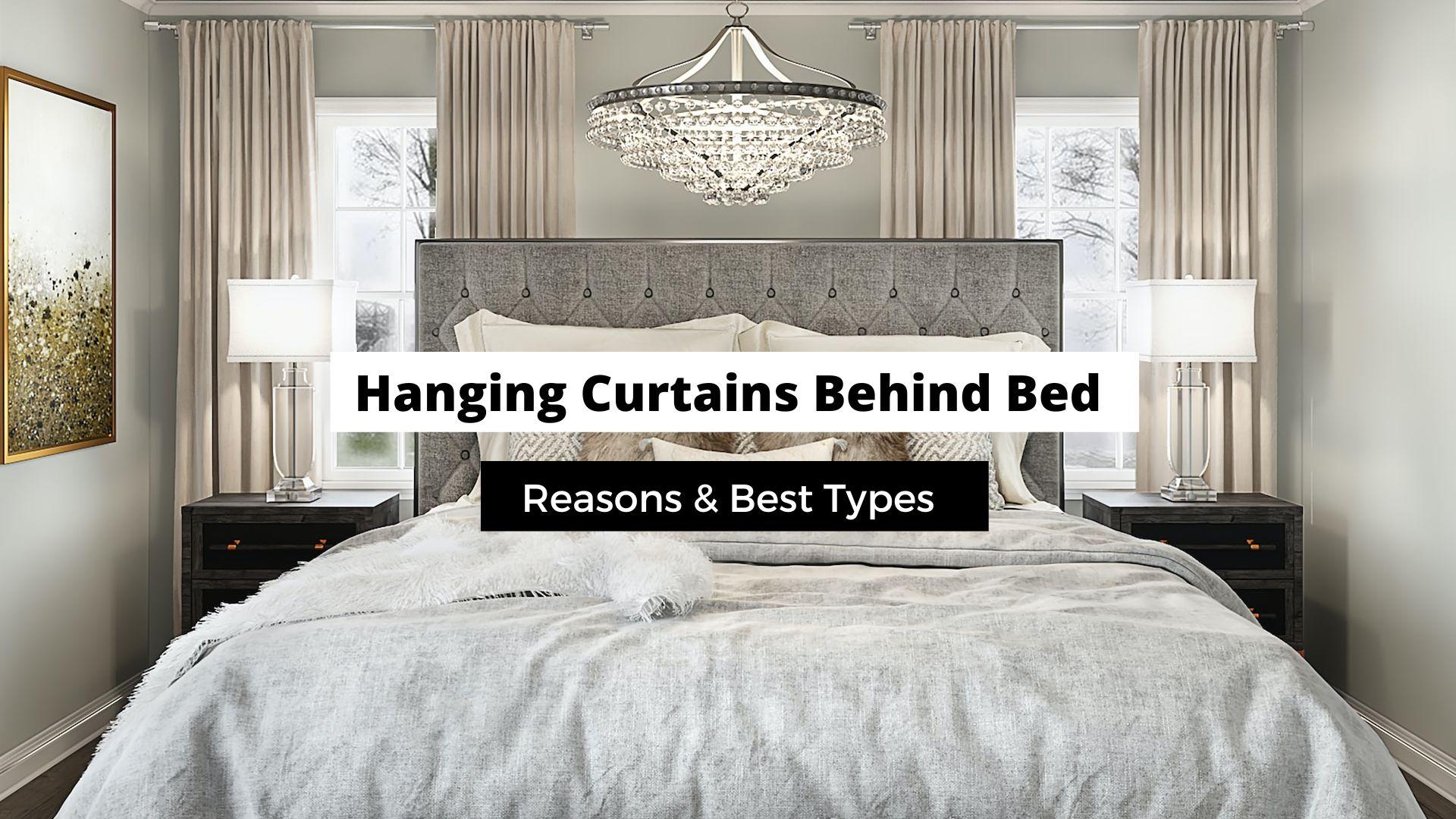 hanging curtains behind a bed