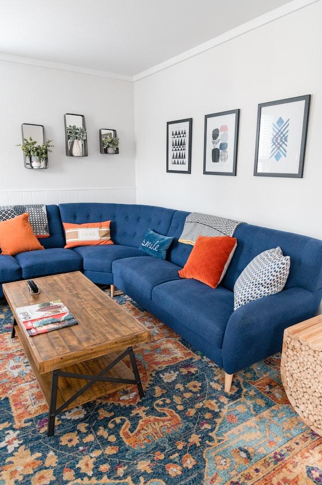rug colors for blue couch ideas