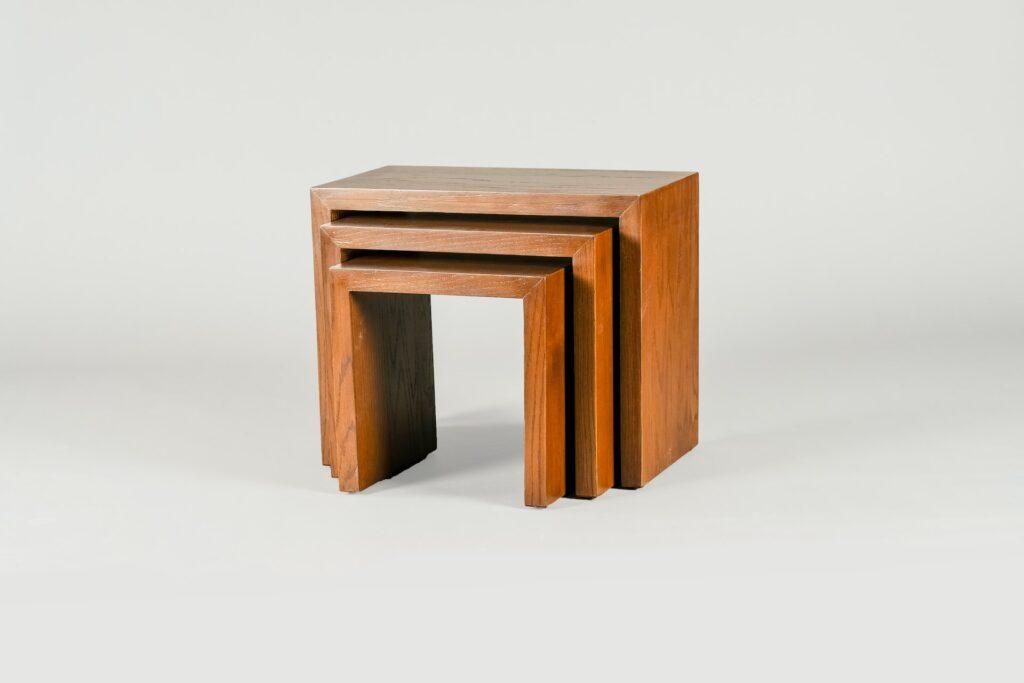 wood block end table