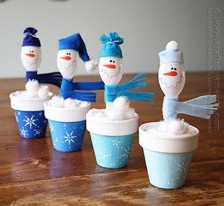 Snowmen In Clay Pots 