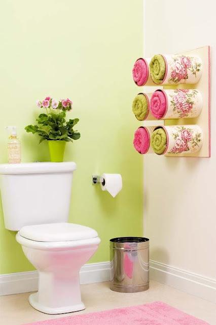 diy-crafts-Towel-Storage-with-Tin-Cans