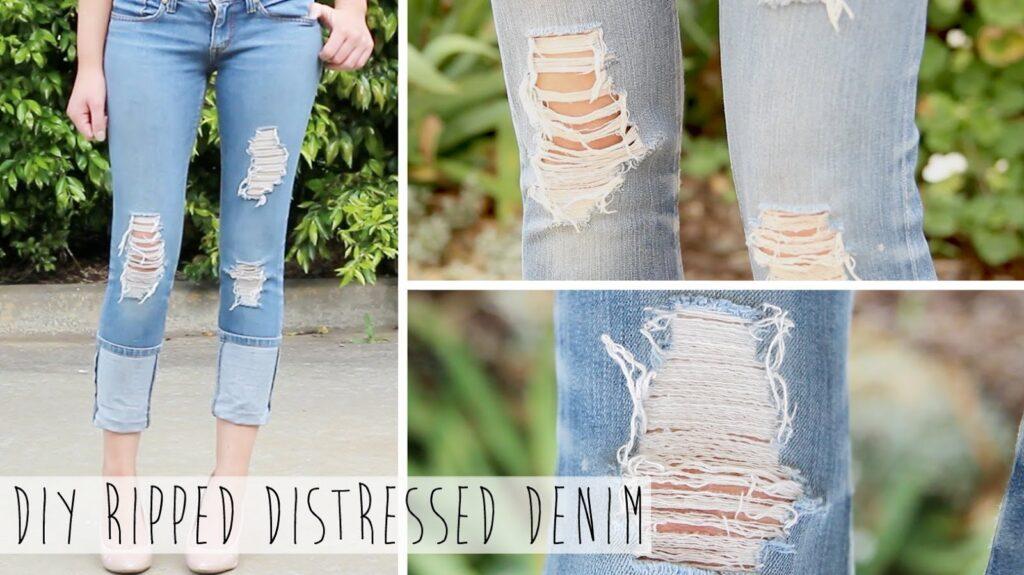 diy ripped distressed denim jeans