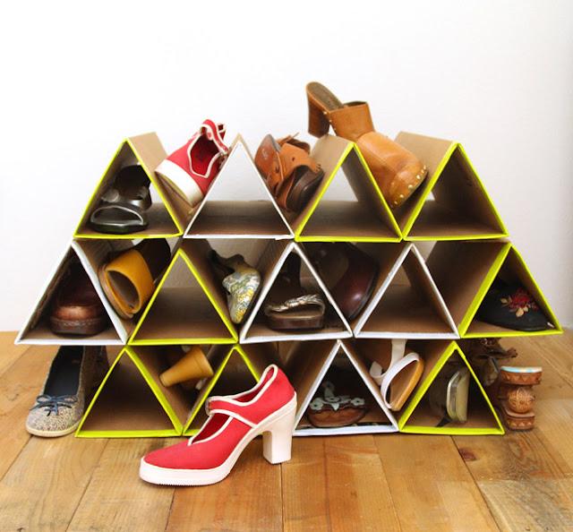 DIY Triangular Shoe Racks