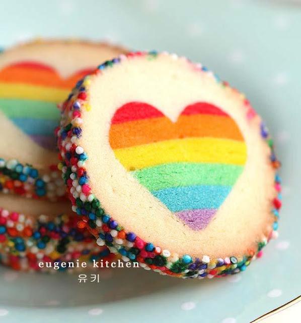 Valentine Rainbow Heart Cookies