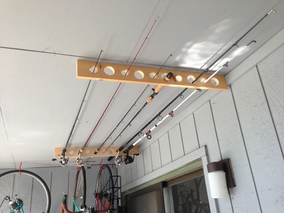 Fishing Pole Ceiling Storage Idea