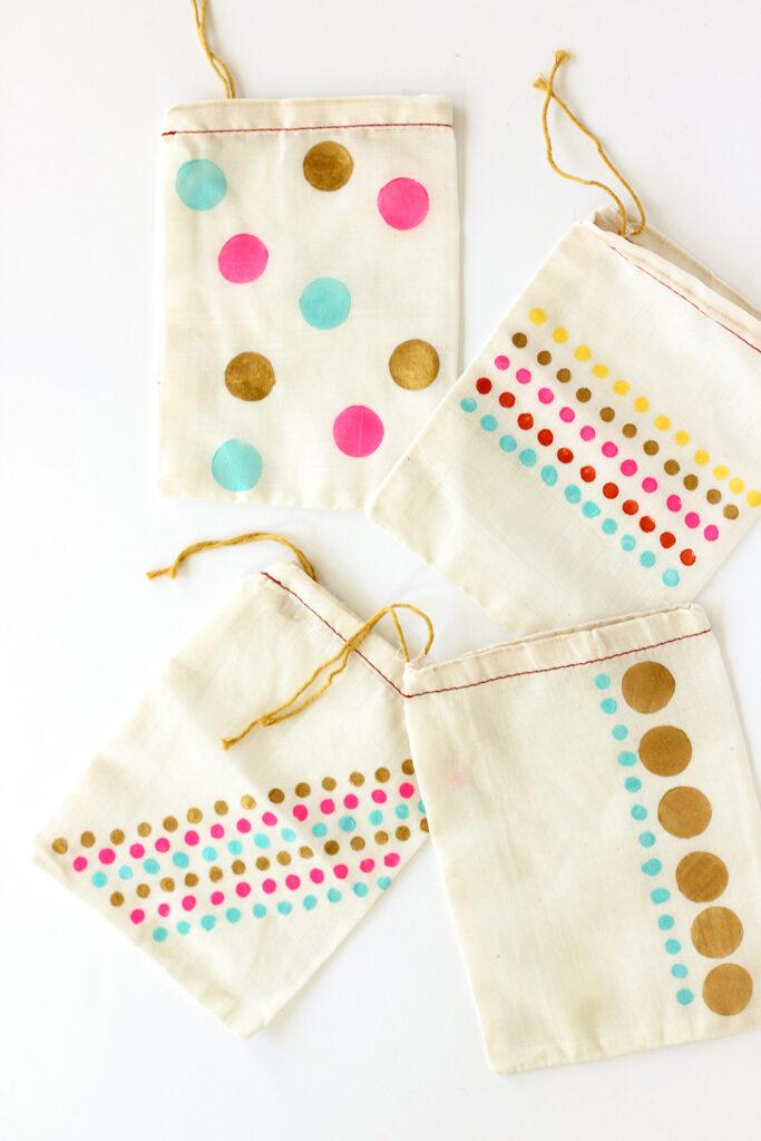 Hand-Stamped Dot Party Favor Bags