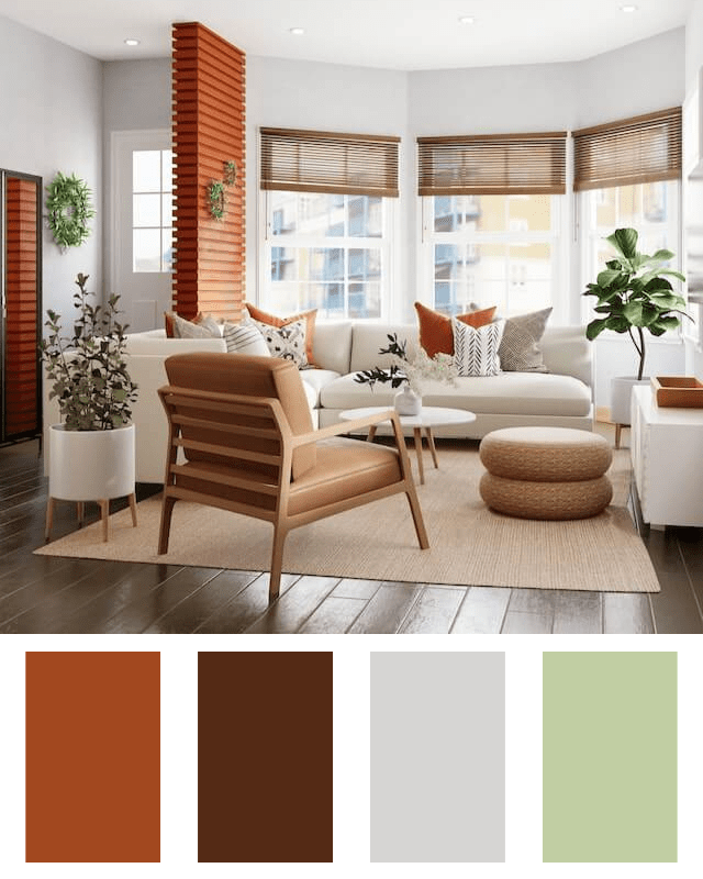 green, brown, and orange color combo