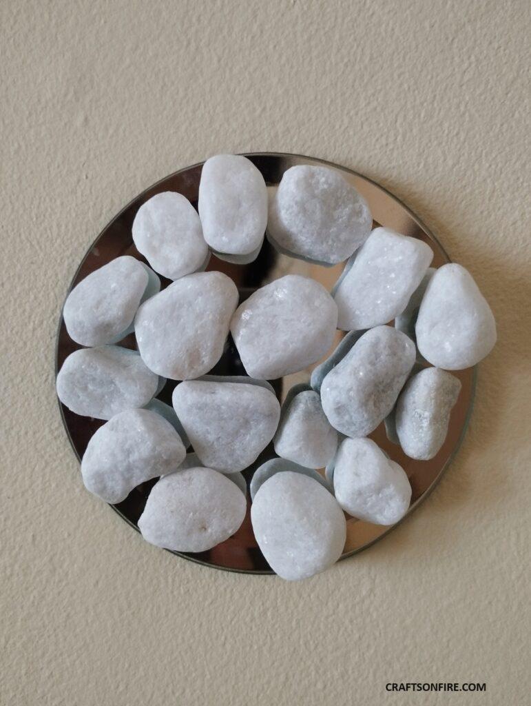 how to cover a mirror in a bedroom with rocks