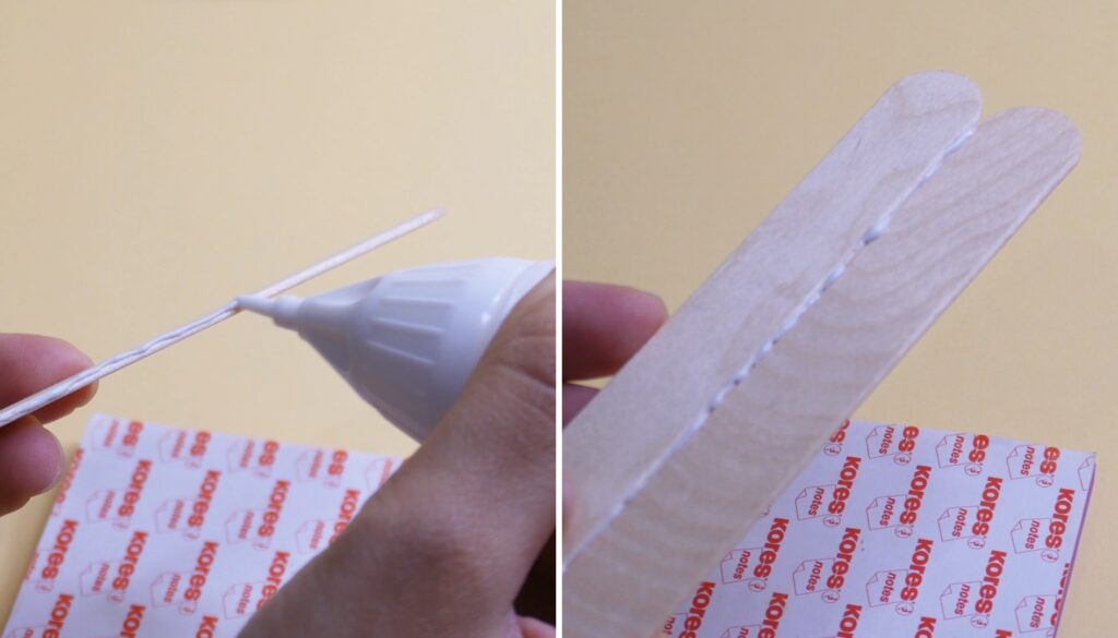 gluing the popsicle sticks
