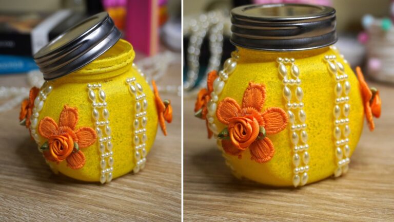 How To Decorate A Glass Jar With Paint & Flowers