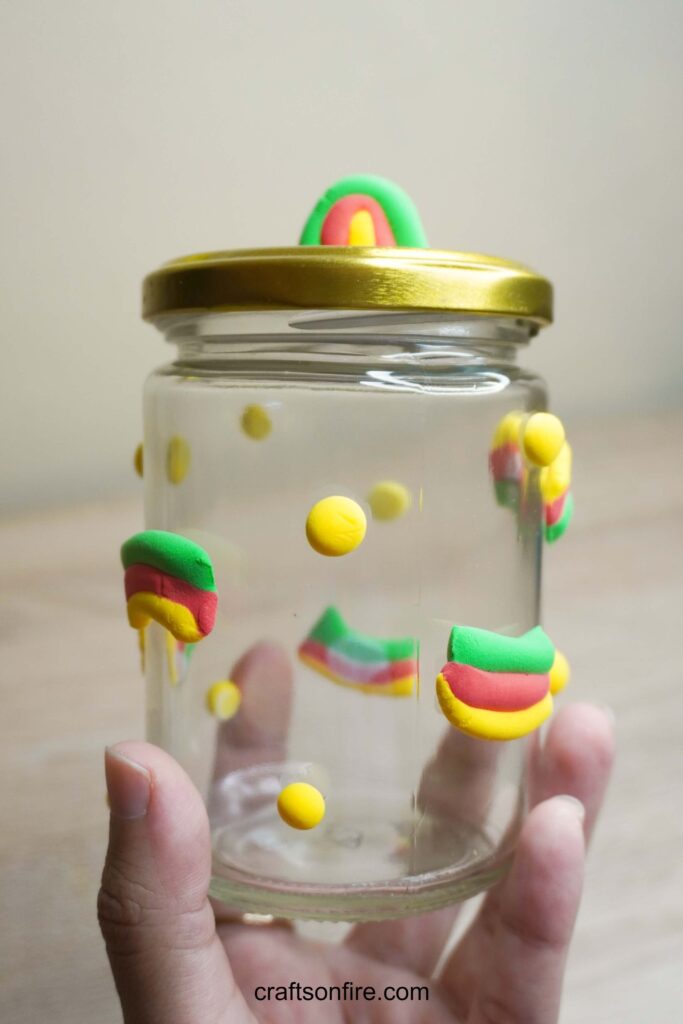 decorating glass jar with clay tutorial