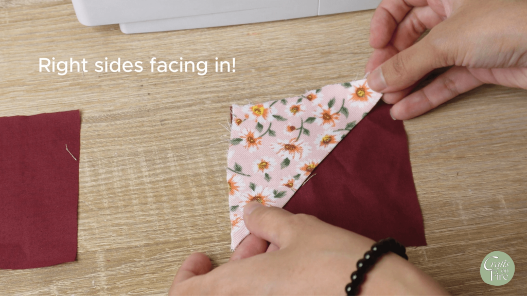 how to sew a corner bookmark step 2