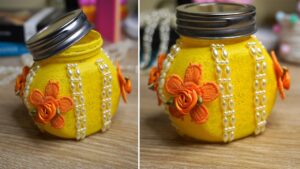 painted glass flower jar