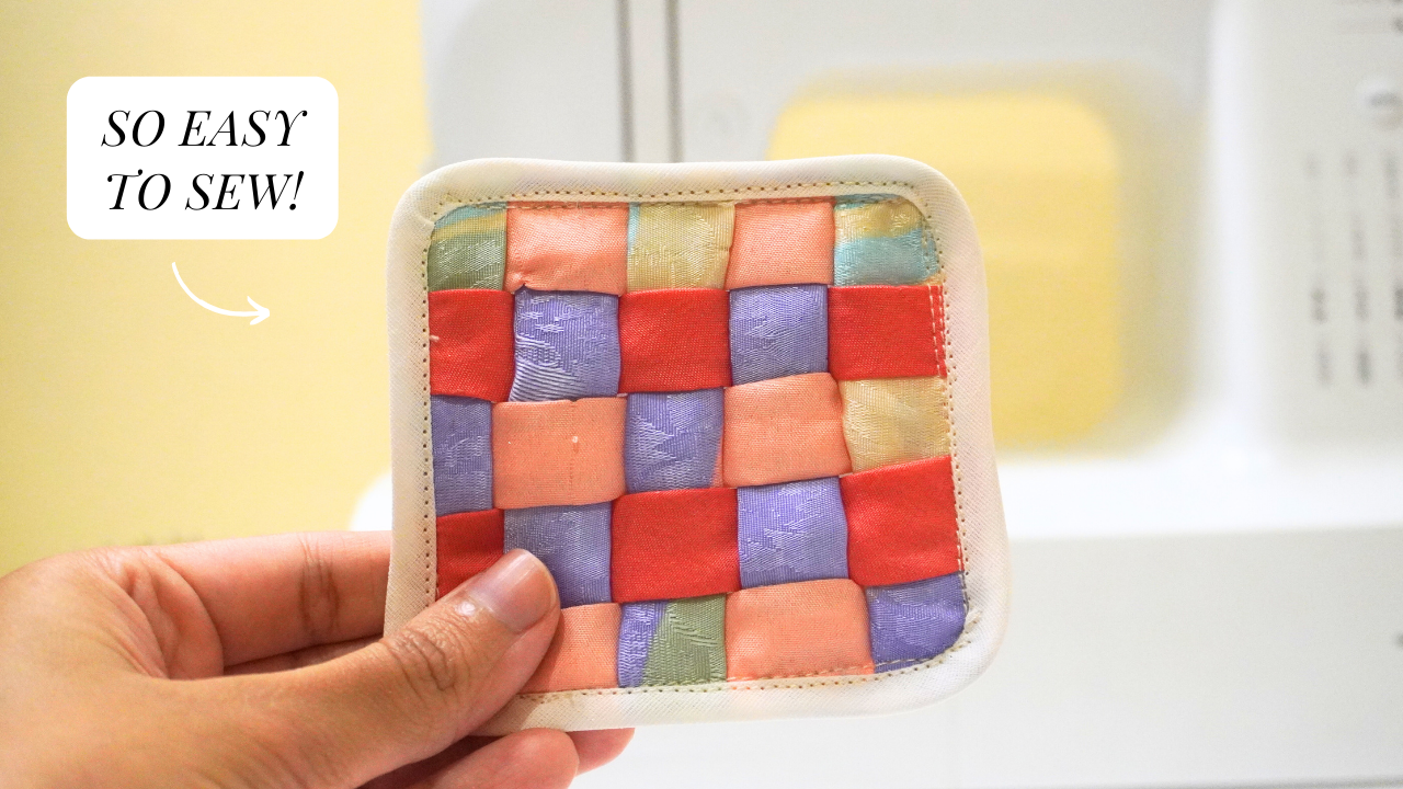 diy woven fabric coaster sewing tutorial