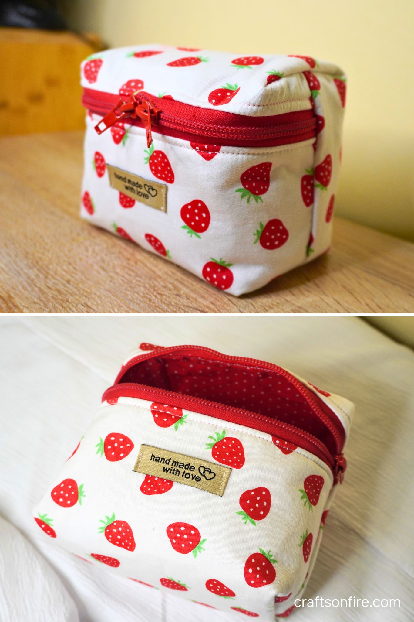 strawberry zipper pouch