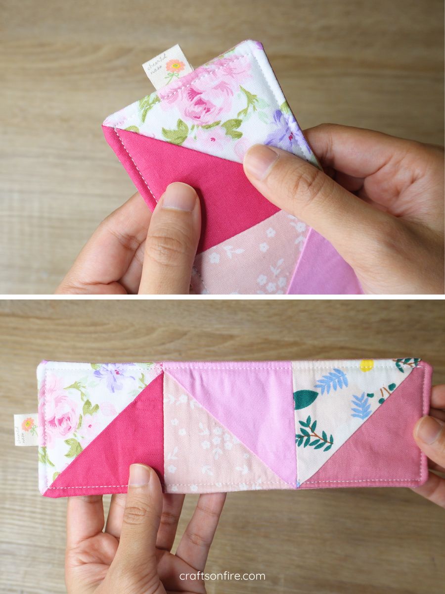 half square triangle patchwork bookmark
