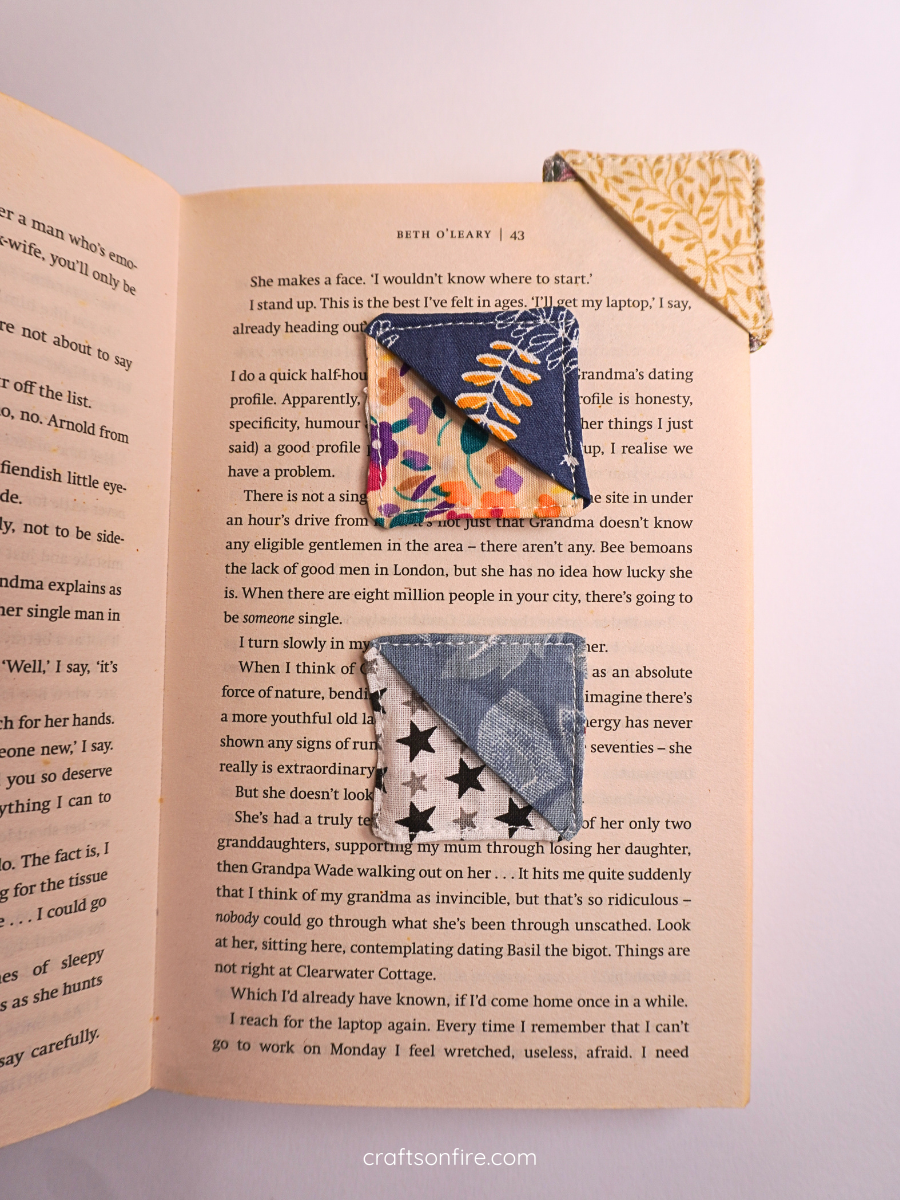mini fabric corner bookmarks
