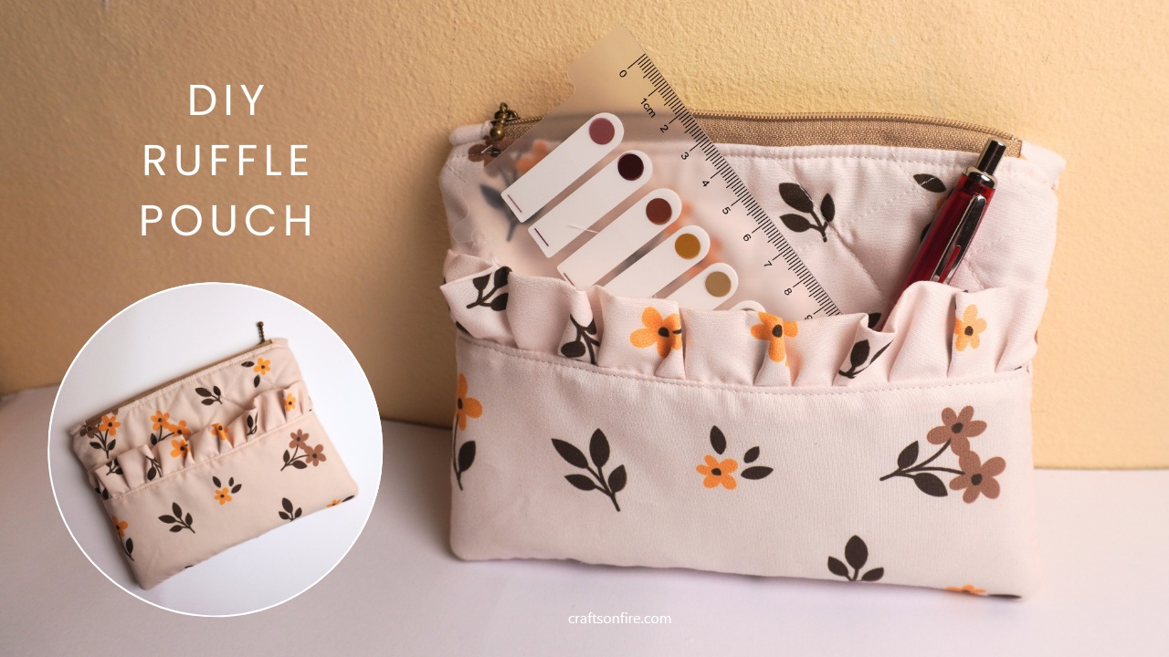 DIY ruffle pouch with front pocket sewing tutorial